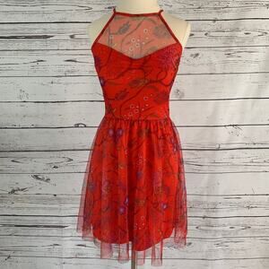 Candie’s Red floral dress with mesh neck summer